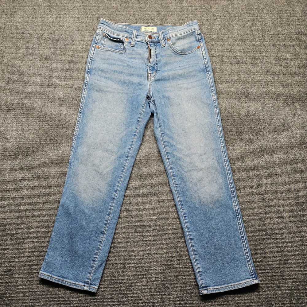 Madewell Stovepipe Jeans Light Wash High Rise Straight Leg Denim Blue